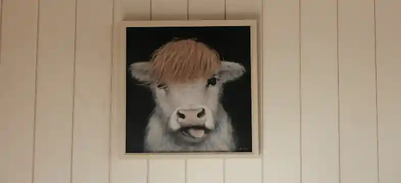 sandy feet lodge cow painting